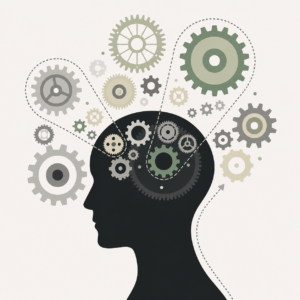 Illustration représentant les mécanismes du cerveau, les pensées et les émotions dans un accompagnement en hypnose et développement personnel.